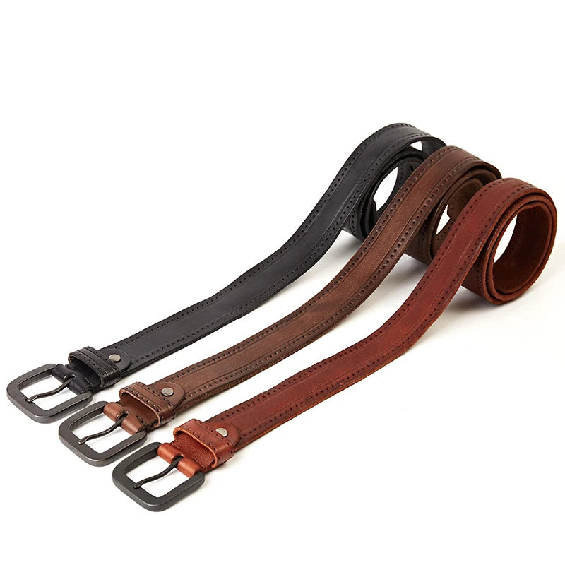 MEDYLA Men's Leather Belts For Men Vintage Alloy Pin Buckle Waistband Strap Jeans Belt For Male Cowhide Belt DSW535