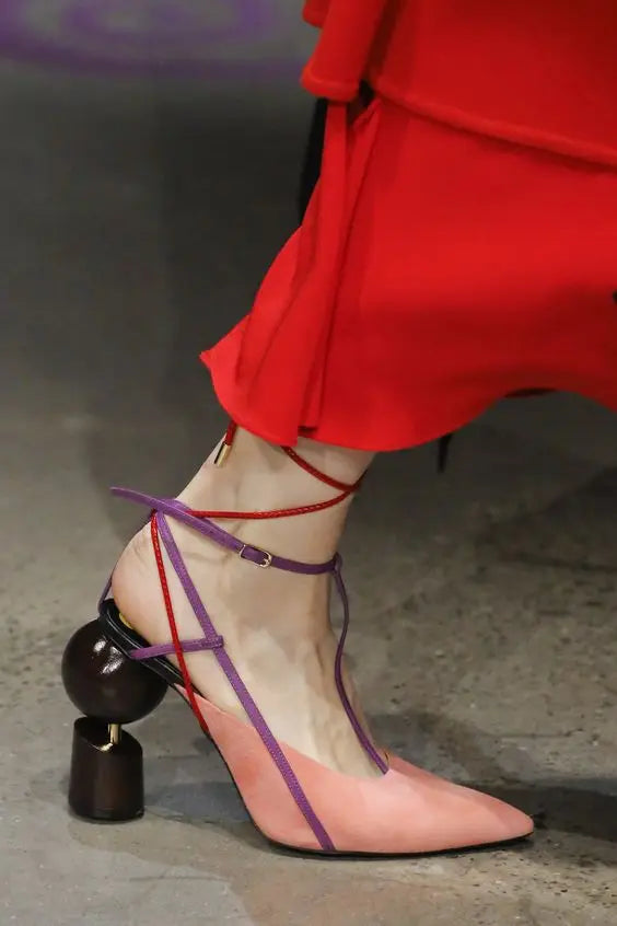 Beaded Crystal Slingback High Heels — Black | KIMLUD