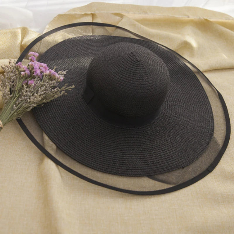Elegant Wide Brim Straw Solid Sun Hat — Natural | KIMLUD