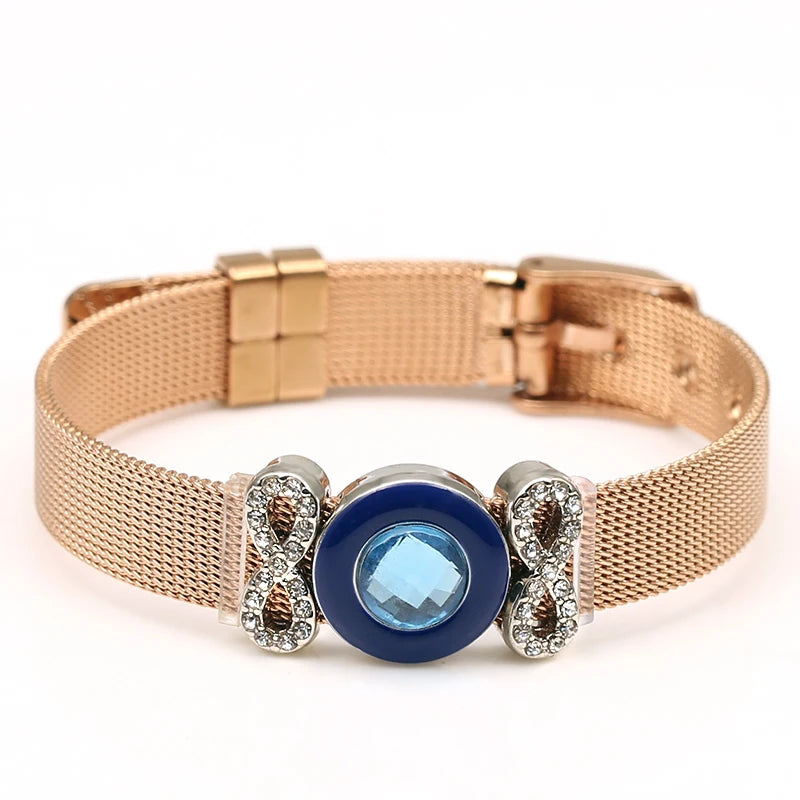 DINGLLY Two-tone Stainless Steel Mesh Bracelets For Women Men Love Heart Beaded 10mm Ribbon Mesh Bracelet & Bangle Gifts