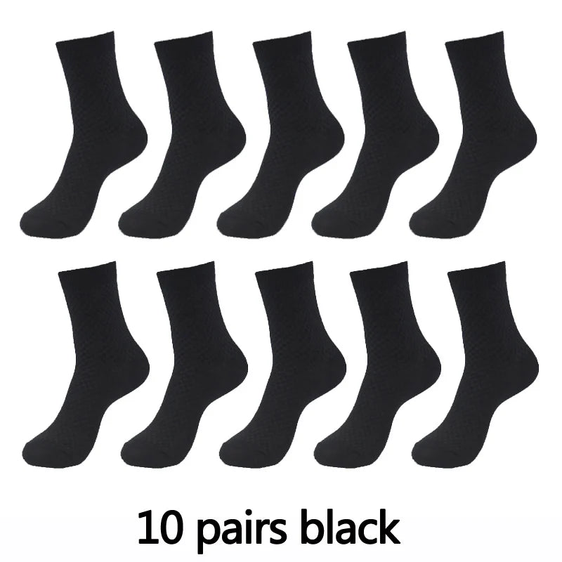 Bamboo Fiber Men's Socks Compression Long Crew — Black | KIMLUD