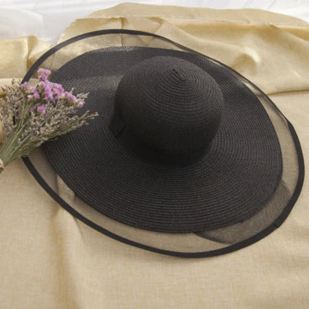 Elegant Wide Brim Straw Solid Sun Hat — Natural | KIMLUD