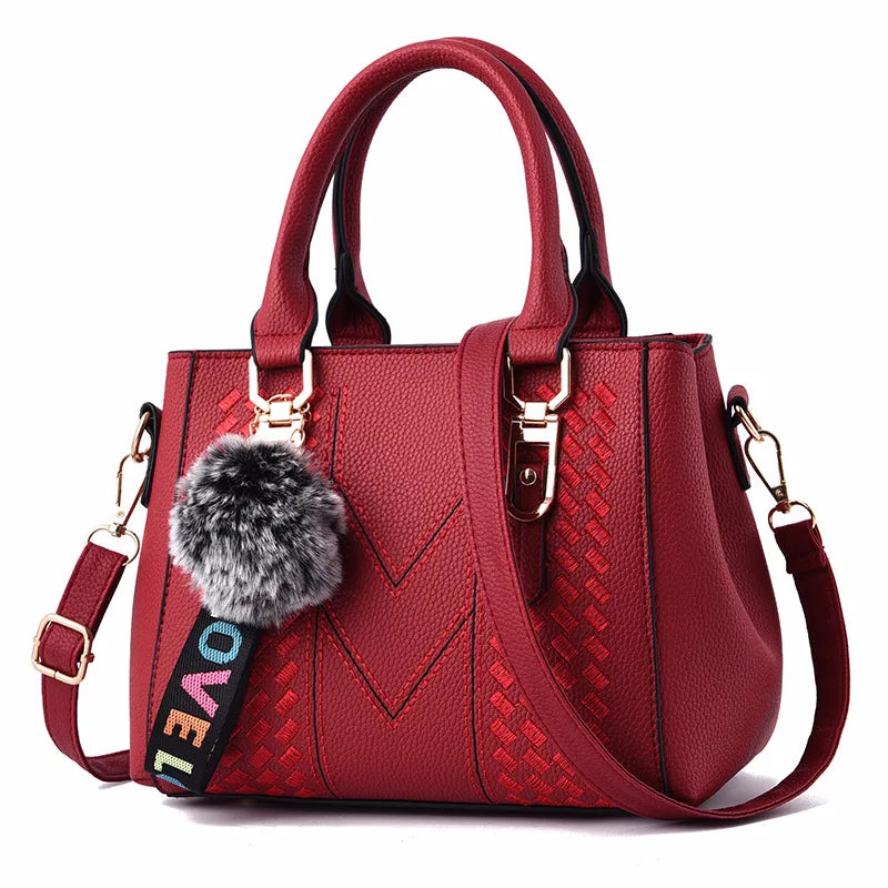 PU Leather Messenger Bag Embroidered Chevron — Taupe | KIMLUD
