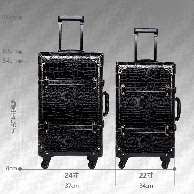 Crocodile Pattern Fashion Suitcase PU Password Travel Rolling Luggage Carry On Classical Spinner Trolley Leather Suitcase