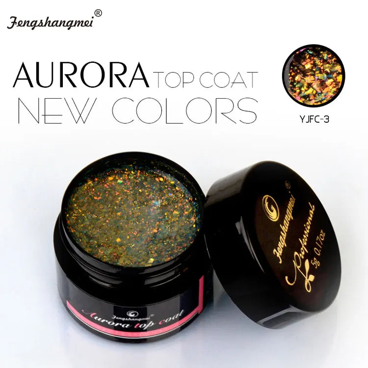 5ml Aurora Nail Gel Top Coat 12 Colors Clear UV Gel Sparkling Nail Polish Art Design Glitter Hybrid Gel Varnish