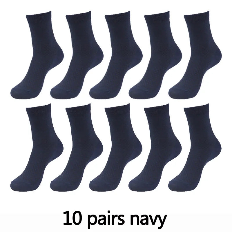Bamboo Fiber Men's Socks Compression Long Crew — Black | KIMLUD