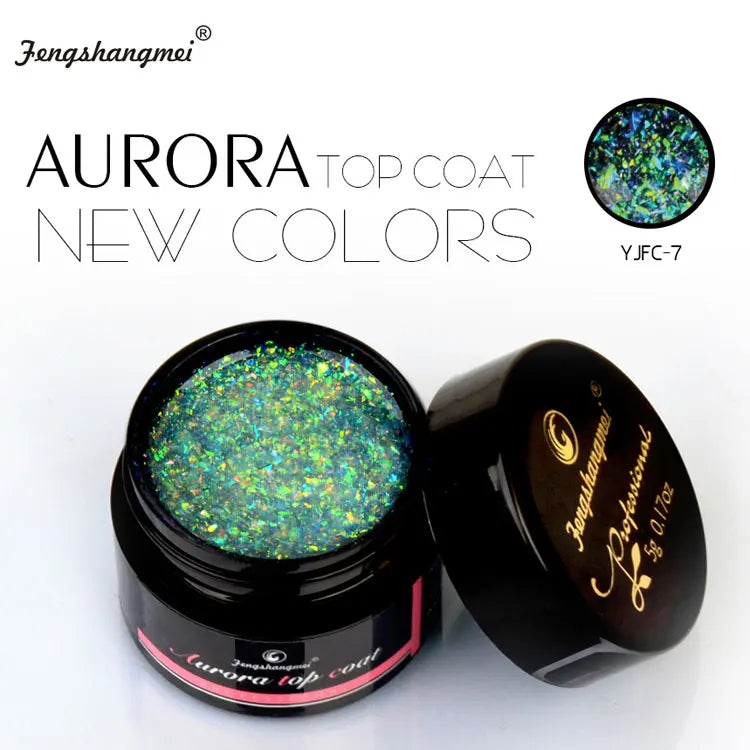 5ml Aurora Nail Gel Top Coat 12 Colors Clear UV Gel Sparkling Nail Polish Art Design Glitter Hybrid Gel Varnish