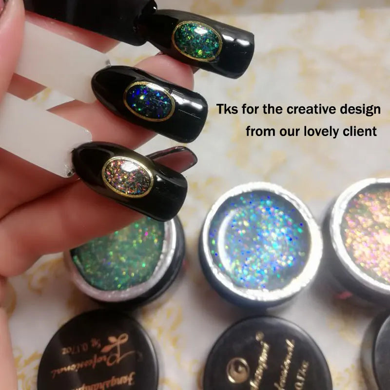 5ml Aurora Nail Gel Top Coat 12 Colors Clear UV Gel Sparkling Nail Polish Art Design Glitter Hybrid Gel Varnish