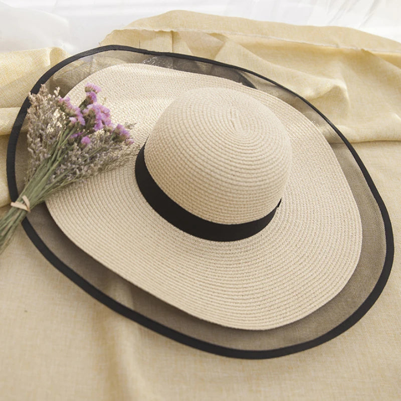 Elegant Wide Brim Straw Solid Sun Hat — Natural | KIMLUD