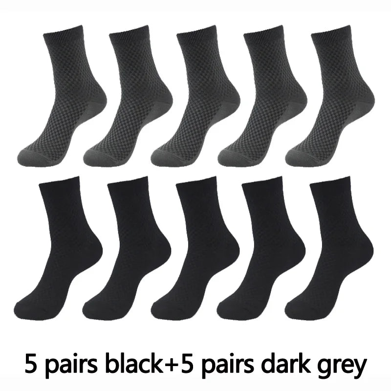 Bamboo Fiber Men's Socks Compression Long Crew — Black | KIMLUD