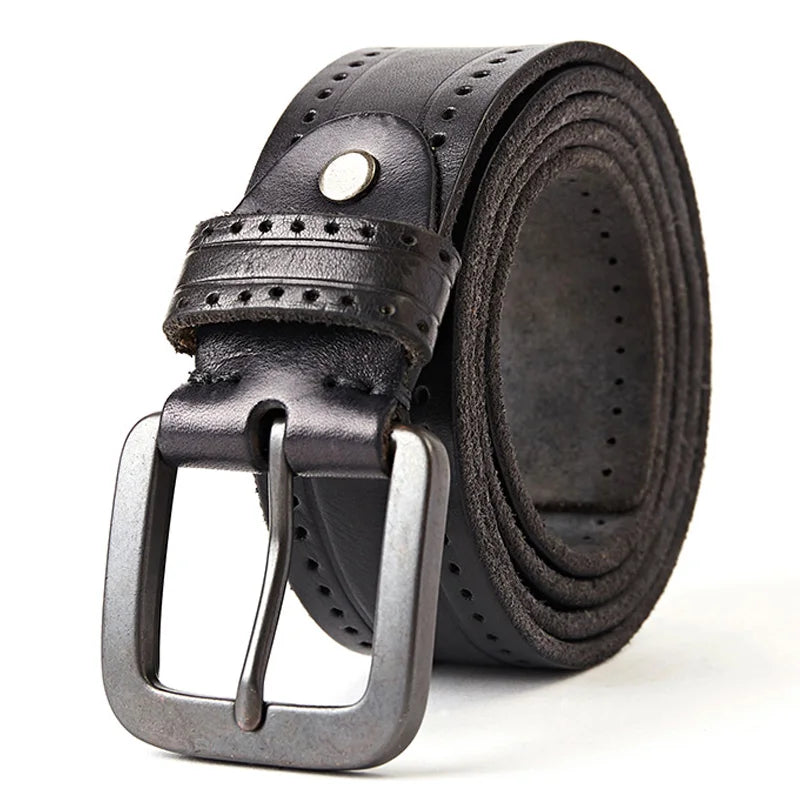 MEDYLA Men's Leather Belts For Men Vintage Alloy Pin Buckle Waistband Strap Jeans Belt For Male Cowhide Belt DSW535