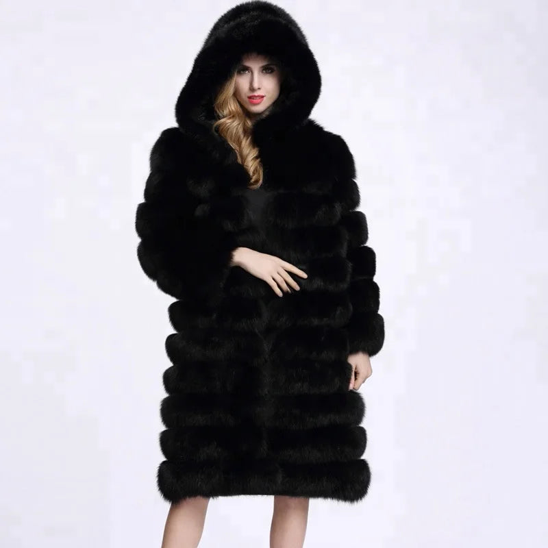 Wholesaler Women  Fake  Fur Long Coat  Parka Coat Jacket in Winter Fall Oversize  Luxe Panelled Faux Fur Coat