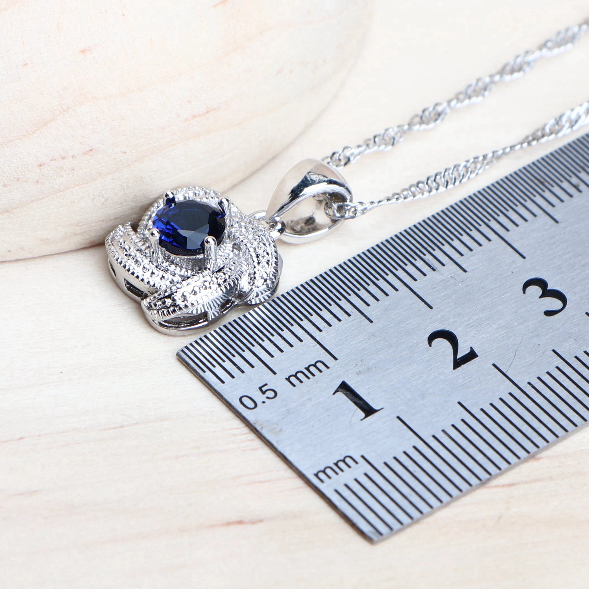 Sterling Silver Jewelry Set Blue Zirconia — Blue | KIMLUD