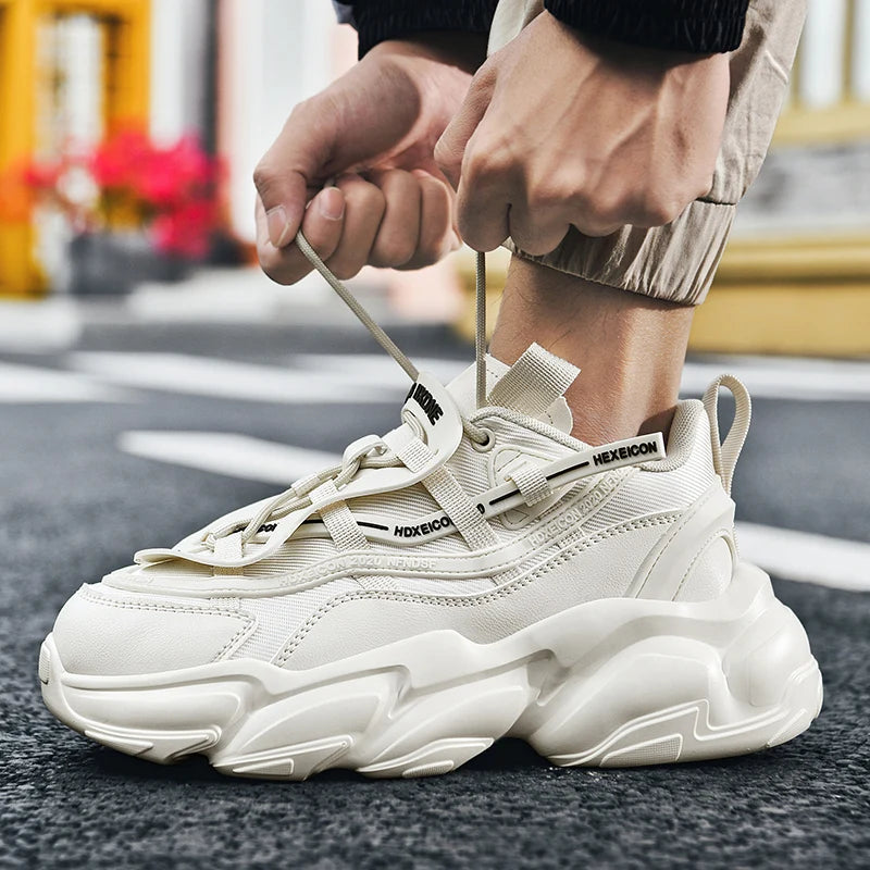 Sculpted Cloud-Cushioned Sneakers — White | KIMLUD