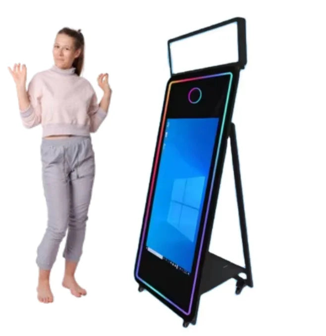 Interactive Magic Mirror Touch Screen Metal Selfie Photo Booth Machine for Parties or Weddings Compatible with Cameras