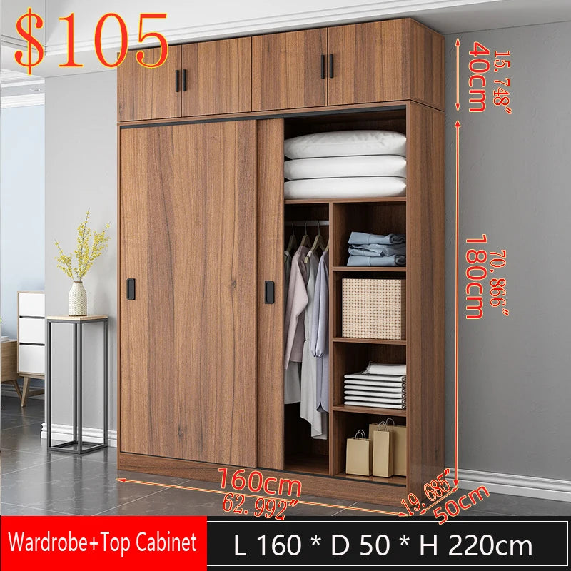 Walnut Wood Wardrobe Sliding Door — Walnut | KIMLUD