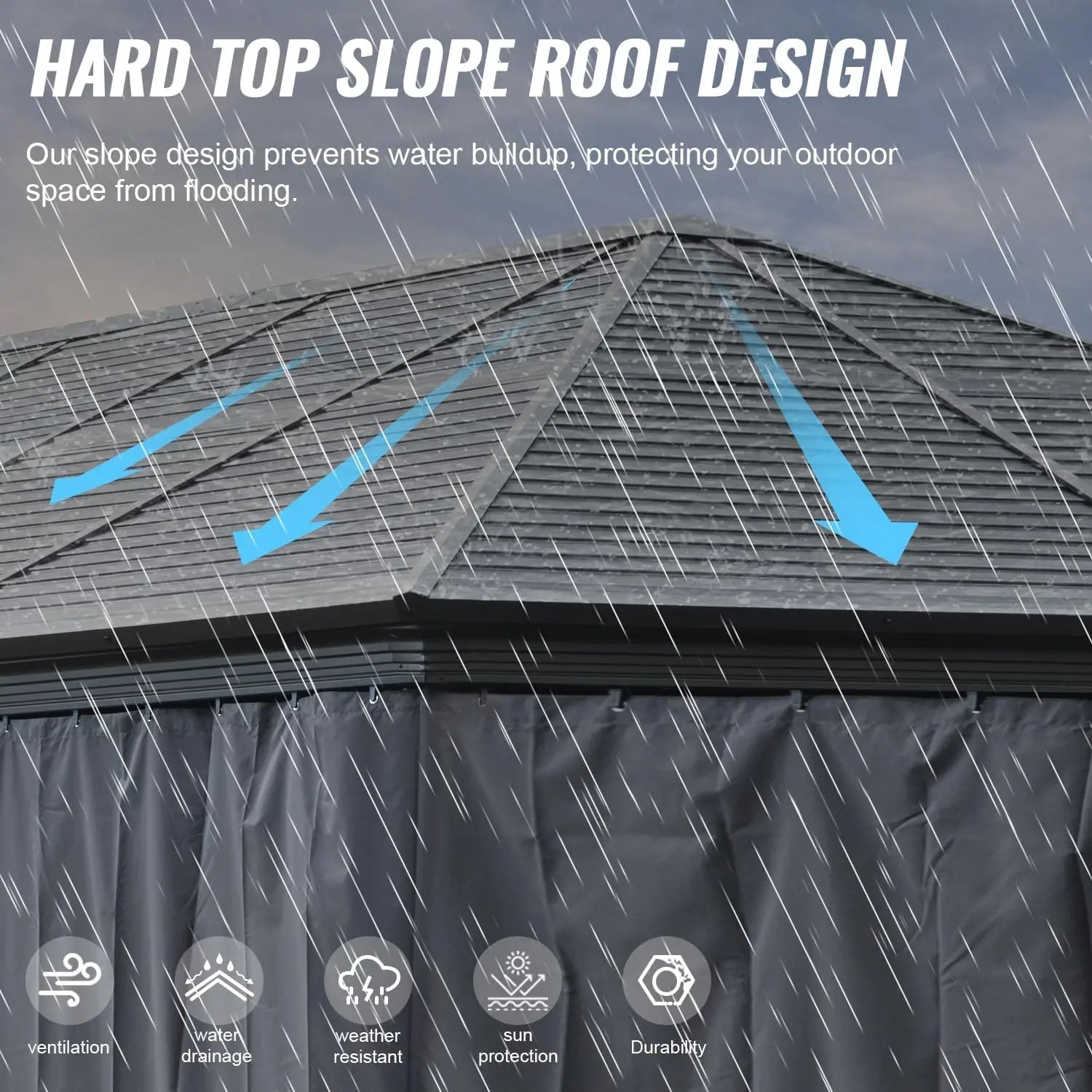 Outdoor Aluminum Solarium Hardtop Sun Room Netting&Curtains Patio Deck Garden Detachable PE Canopy Outdoor Furniture