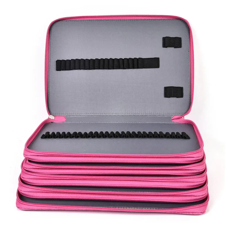 Crocodile-Embossed PU Pencil Case Five-Layer Large Capacity — Purple | KIMLUD