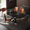 Nordic Modern Luxury Marble Dining Table with Extendable Metal Legs Hot Sale Home Furniture Stone Style Living Room