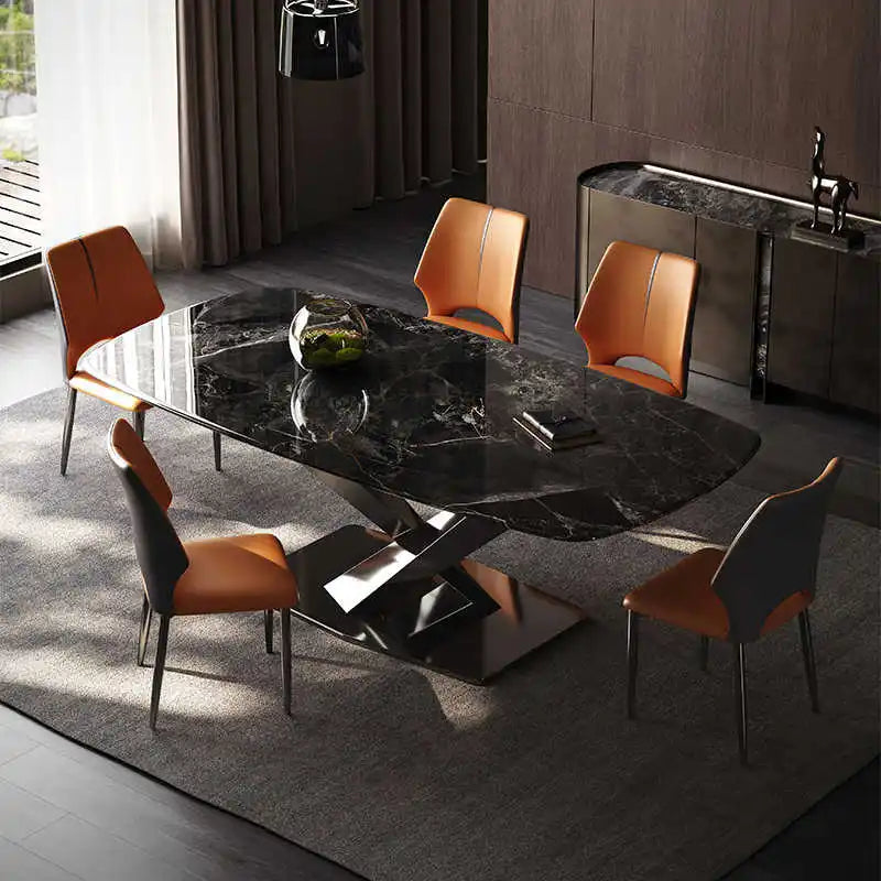 Nordic Modern Luxury Marble Dining Table with Extendable Metal Legs Hot Sale Home Furniture Stone Style Living Room