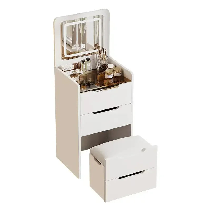 Modern Dressing Table With Mirror — White | KIMLUD