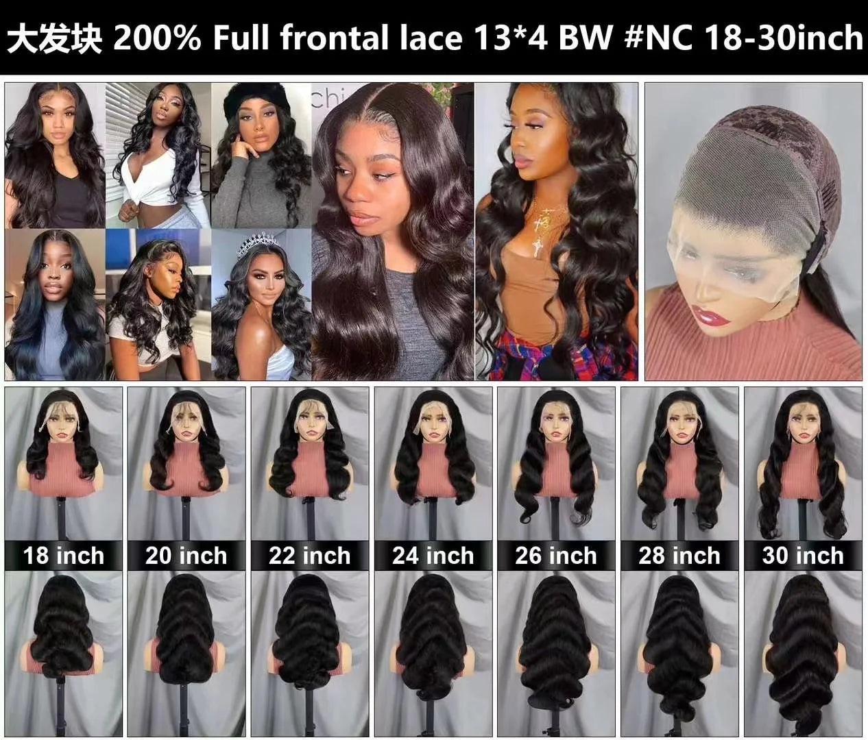 200 Density  Lace Frontal Human Hair Wig Body Wave Human Hair Wig 100% Brazilian Human Hair for Black Women