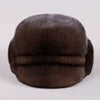 Genuine Leather Aviator Hat With Full Mink Fur — Black | KIMLUD