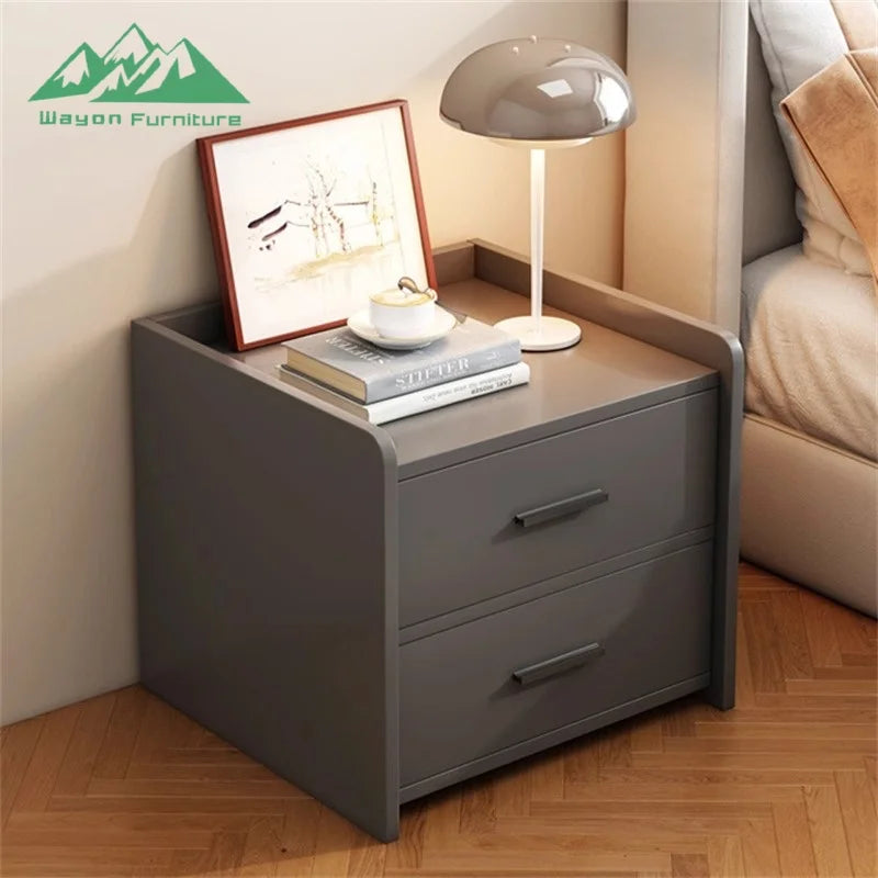 Solid Wood Bedside Cabinet Two-Drawer — Natural | KIMLUD