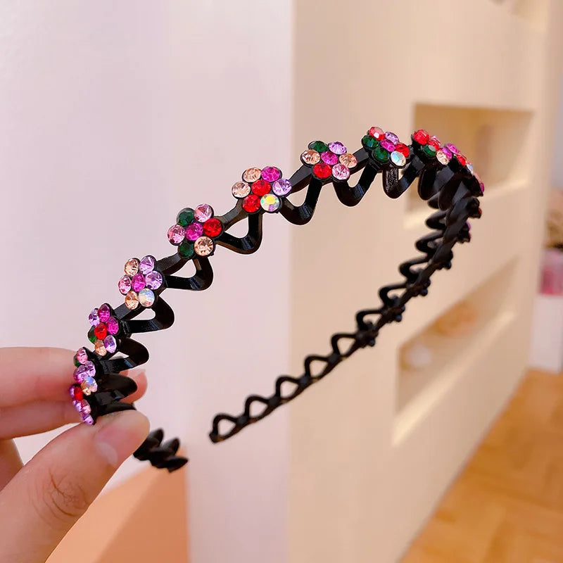 Non-Slip Rhinestone Hairbands Elastic Flower Fashion Pearl Women Hair Hoop Bands Headband Bezel Girls Hair Accessories Headdress