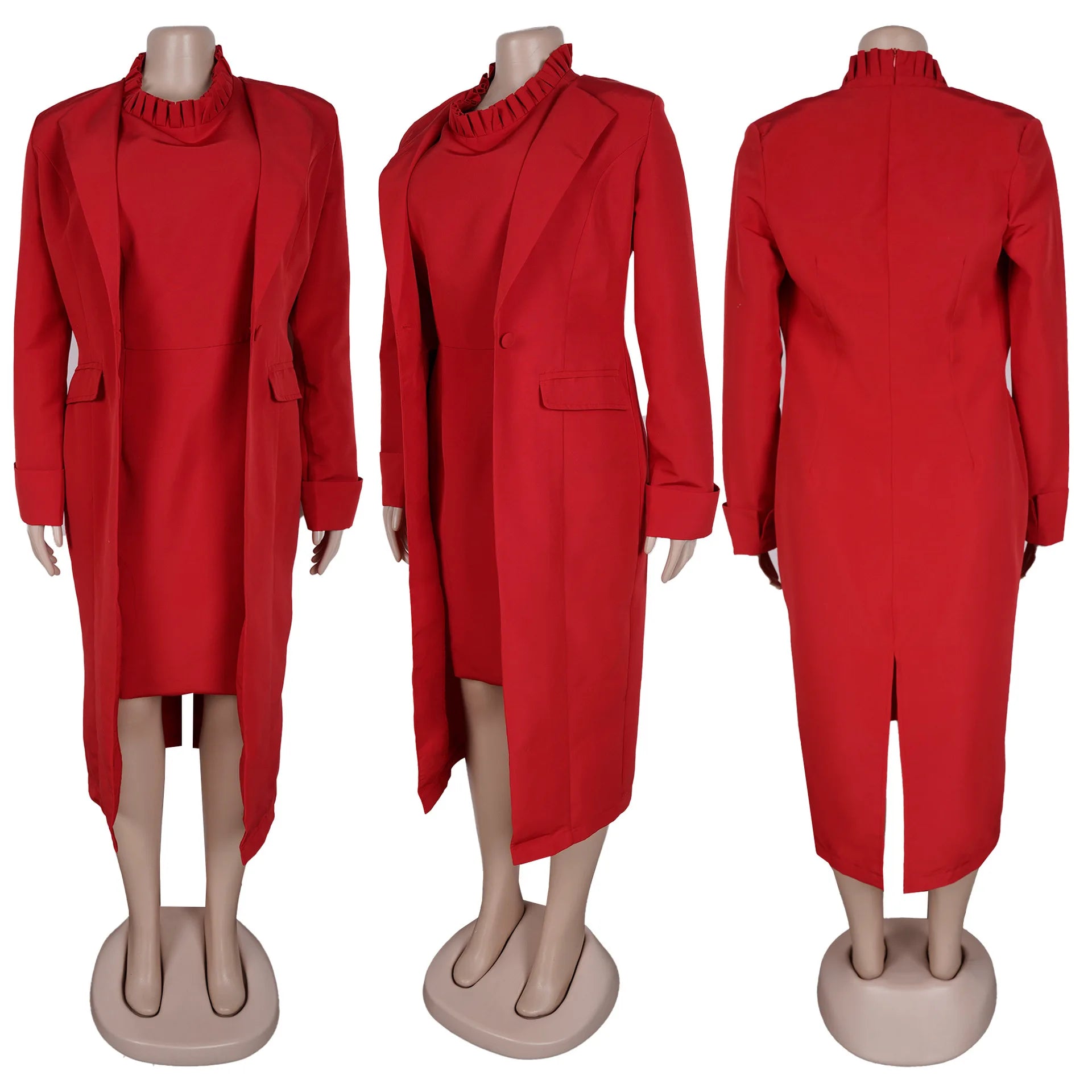 Fashion Ladies Suits Office Wear Two Piece Set Women Clothing Long Blazer Inner Dress Set Two Piece Blazer Set Outfits for Women