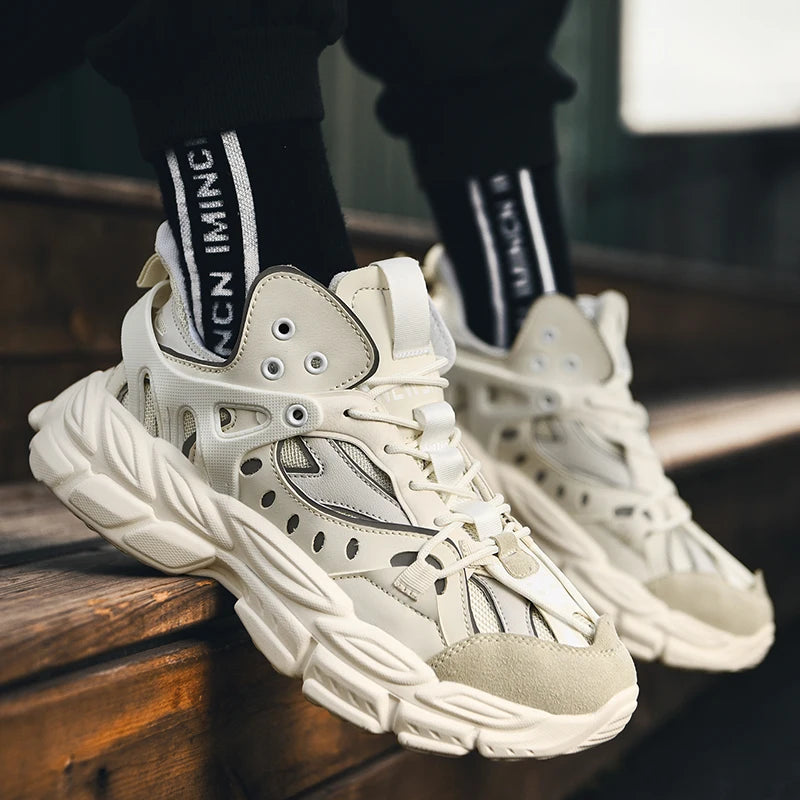 Sculpted Cloud-Cushioned Sneakers — White | KIMLUD