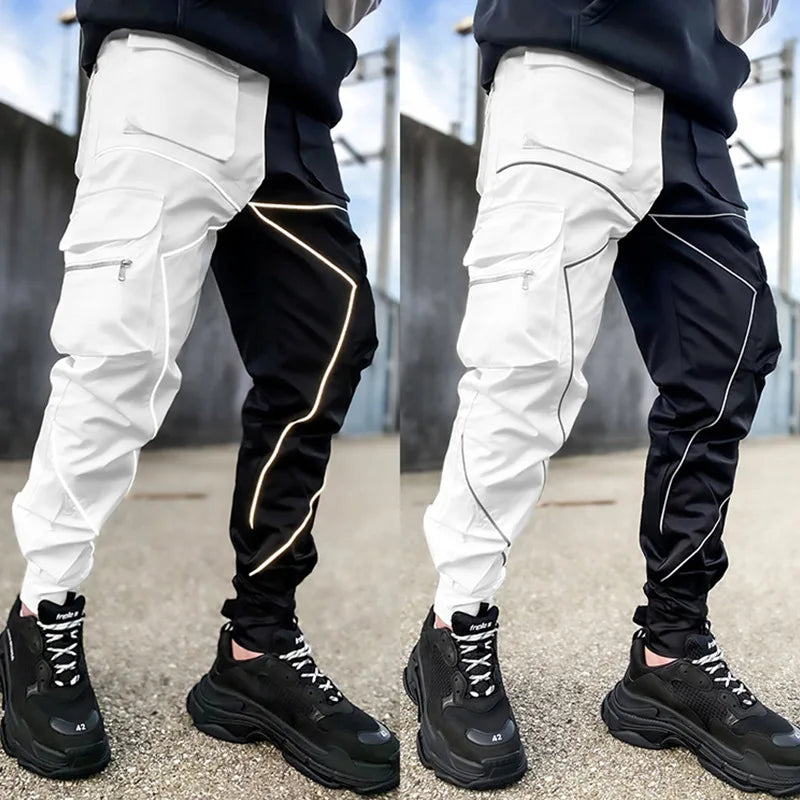 Reflective Cargo Pants Multi-Pocket — Black | KIMLUD