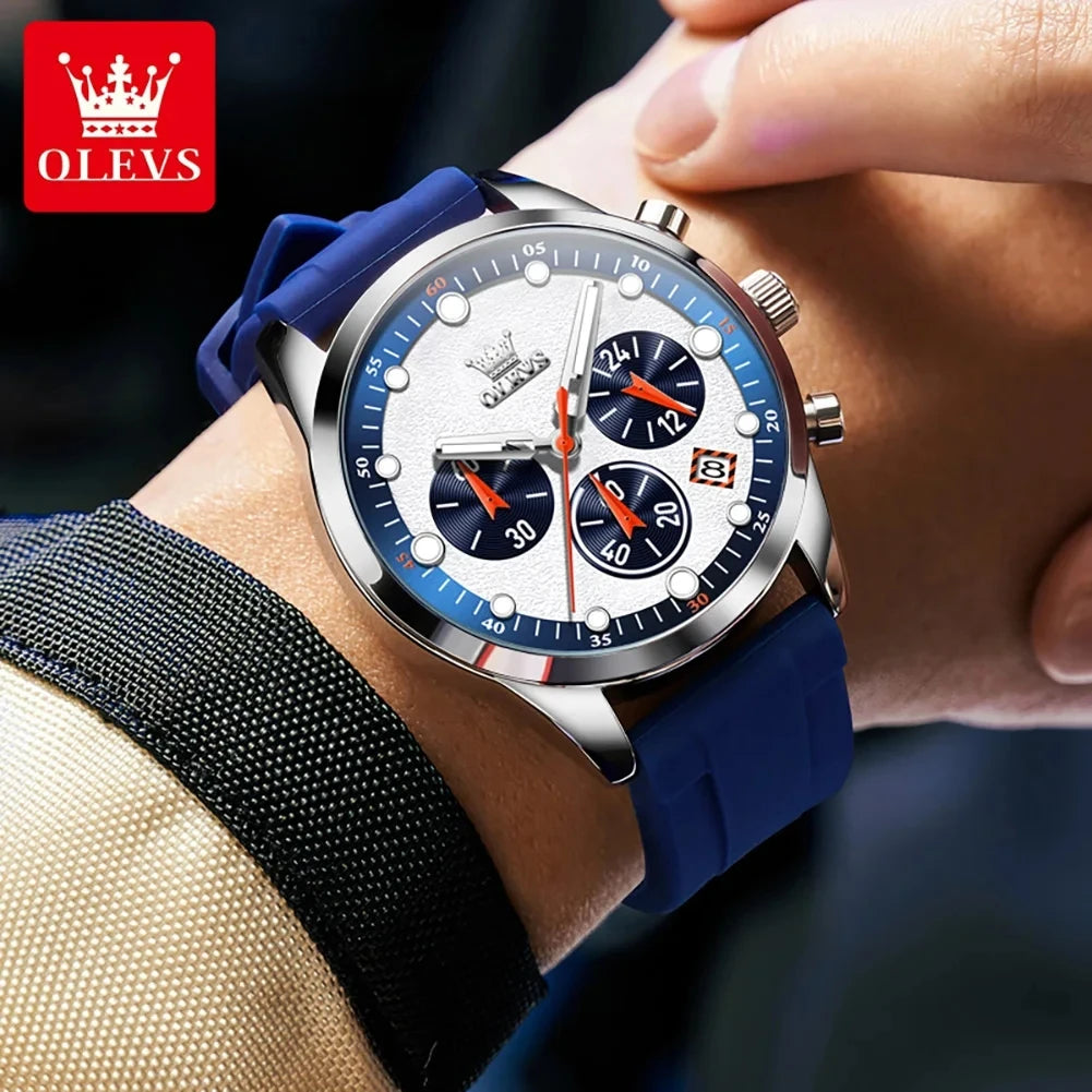 OLEVS 5602 New Fashion Luminous Sports Date Men Watch Silicone Quartz Men's Wristwatch Waterproof Luxury Watches for Man