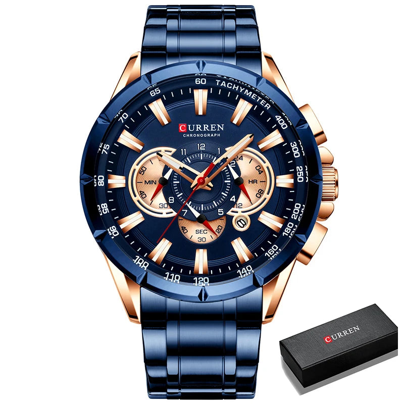 Stainless Steel Chronograph Watch — Silver | KIMLUD