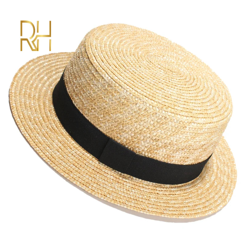 Wheat Straw Classic Boater Fedora Hat — Natural | KIMLUD