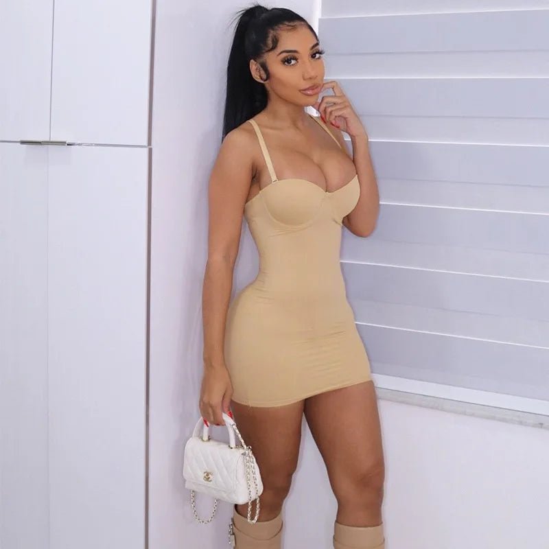 Private Label Custom Fashion Lady Solid Sexy Halter Dress Slim Fit Club Party Women Lady Elegant Bodycon Casual Mini Dress Woman