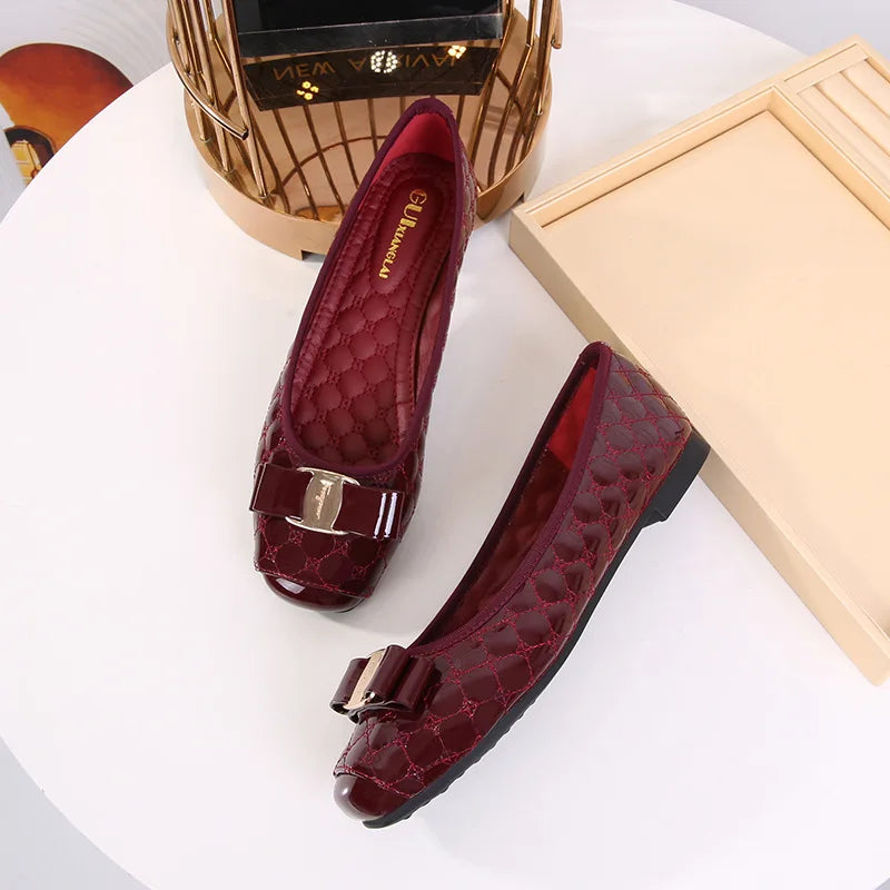 Women's Flat Shoes Spring Autumn New Square Toe Chain Comfortable Casual Square Toe Slip-On Female Shoes Large Size 36-42