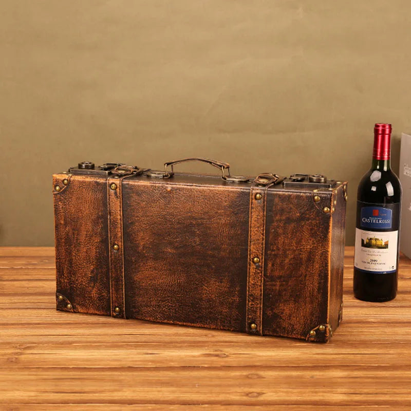 Luxurious Vintage Trunk Suitcases Leather — Brown | KIMLUD