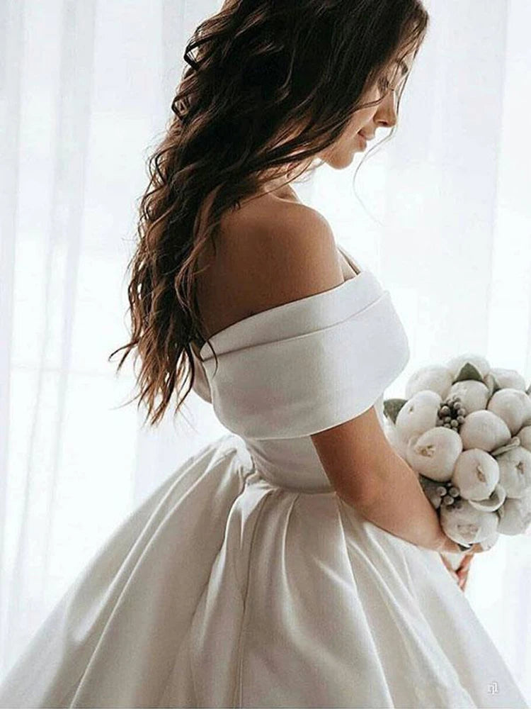 Wedding Dress – Off The Shoulder – Cotton – White | KIMLUD