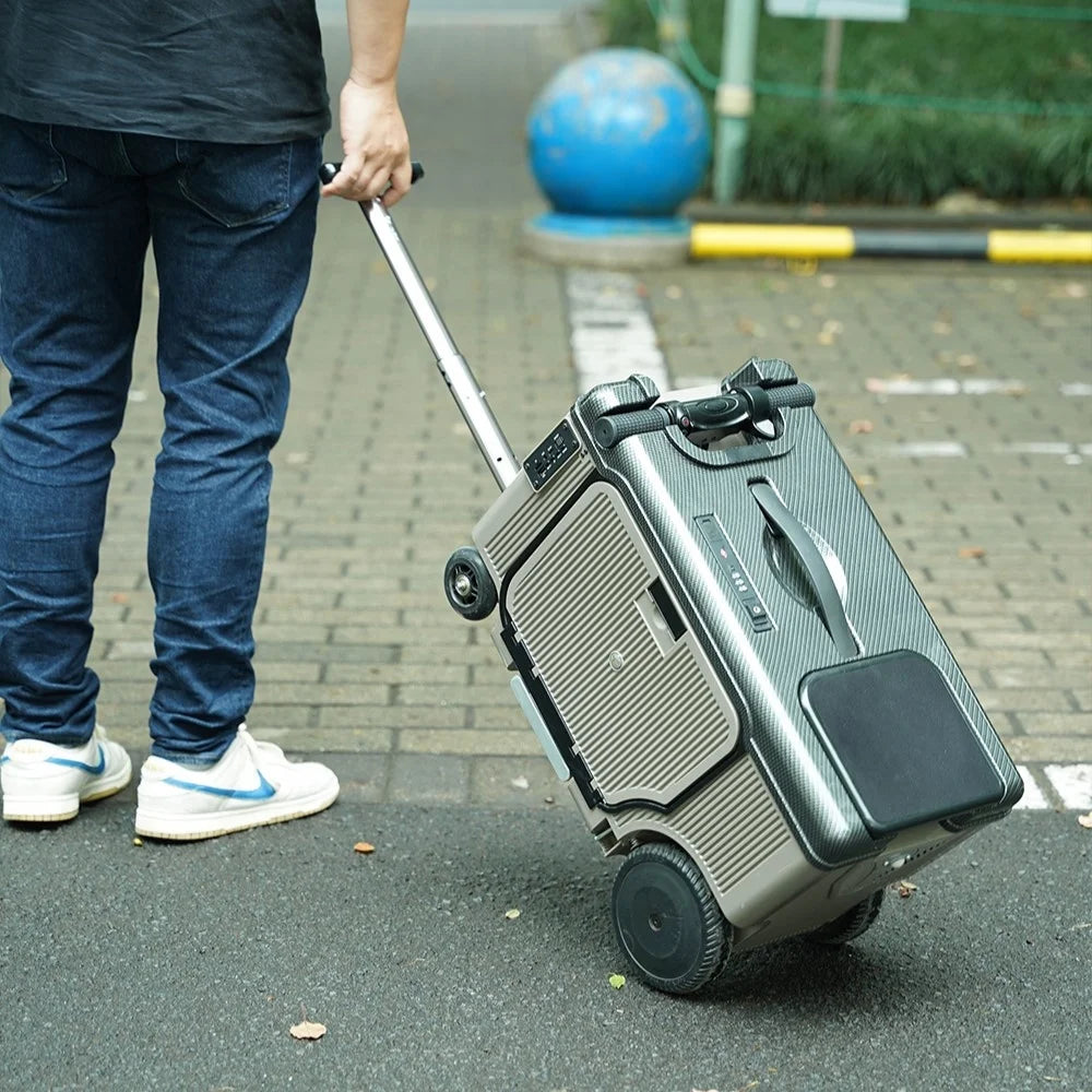 Matte ABS Exterior Luggage Travel Trolley Smart Scooter Riding — Black | KIMLUD