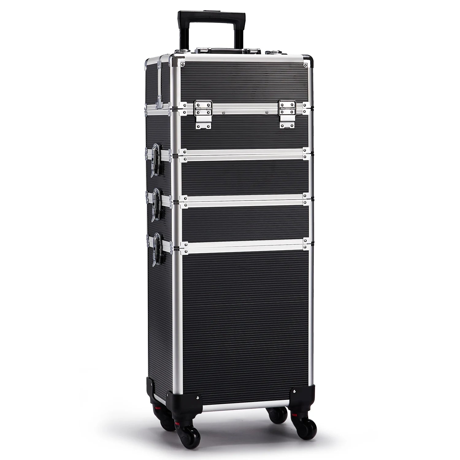 Hot Selling Professional Large 4-in-1 Rolling Makeup Case Eco-Friendly Aluminum Practical Lockable Train Extendable Portable