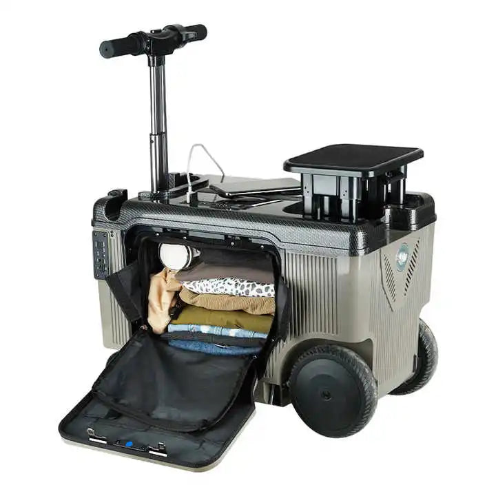 ABS Luggage 20-Inch Rideable Electric — Black | KIMLUD
