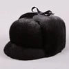 Genuine Leather Aviator Hat With Full Mink Fur — Black | KIMLUD