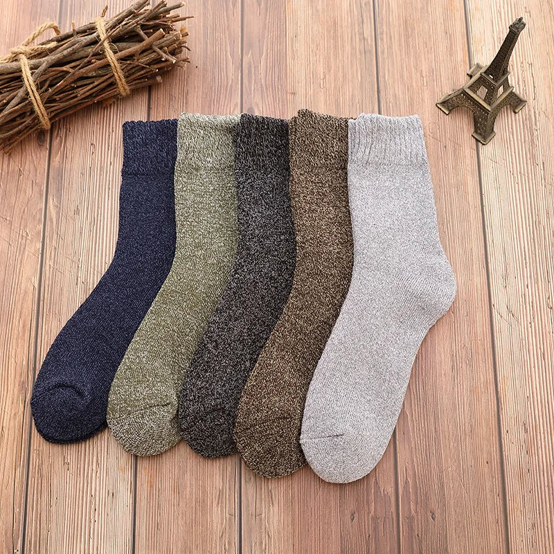 Thermal Cotton-Blend Socks 5-Pair Pack For Men — Black | KIMLUD
