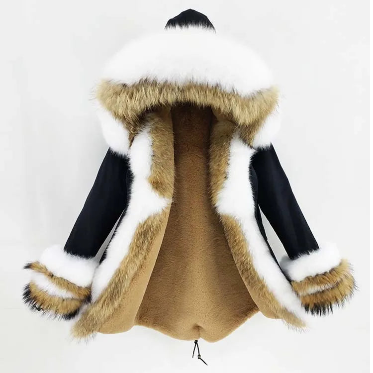 OFTBUY 2022 Long Parka Real Fur Coat Winter Jacket Women Natural Raccoon Fur Fox Fur Collar Hood Cuffs Thick Warm Outerwear New