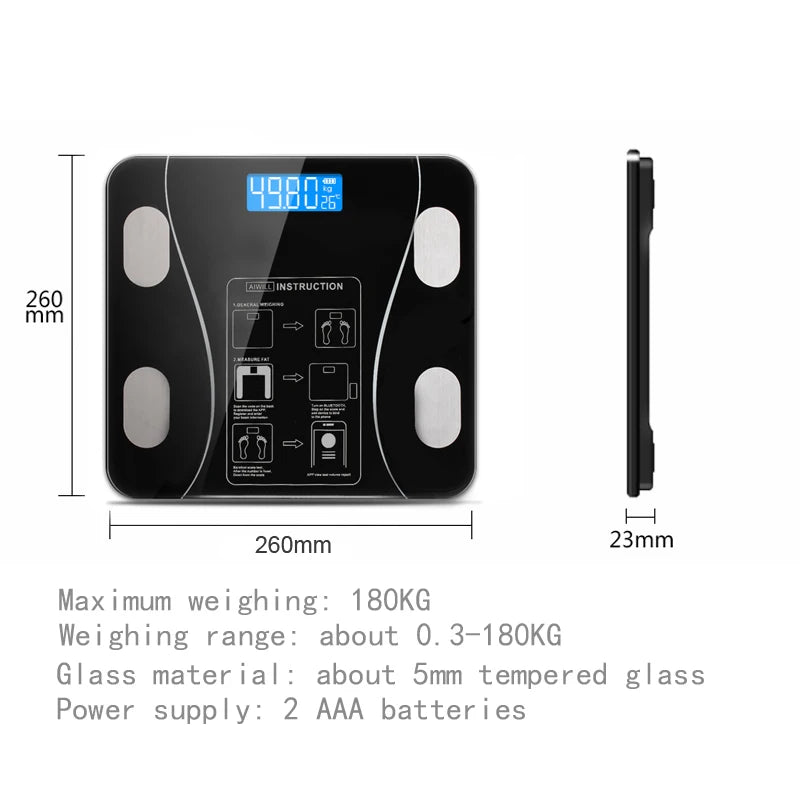 Smart Body Fat Scale With Bluetooth App And LED Digital Display — Rose Pink | KIMLUD