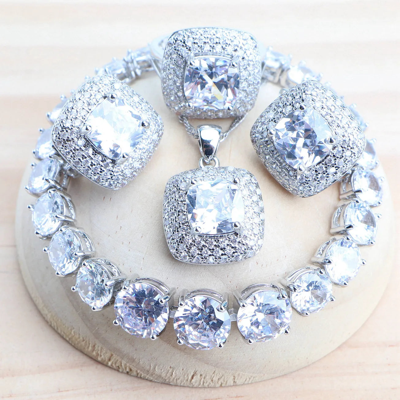 Sterling Silver Jewelry Set Bridal — Purple | KIMLUD