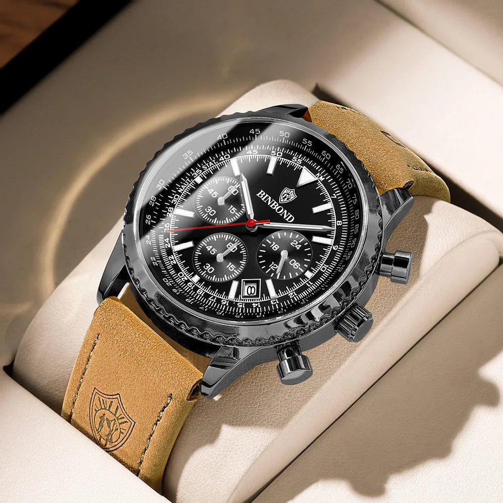 Binbond B6606 6606 Fashion Business Sports Luminous Classic Quartz Watch 30M Waterproof Calendar Creative Clock Men's Wristwatch