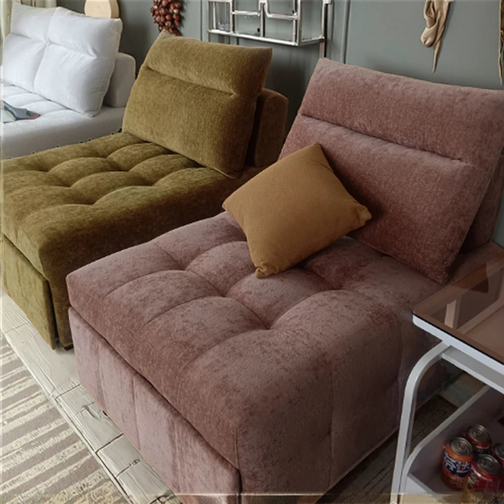 Chesterfield Style Single Seat Fabric Sofa Small Unit Pull-Out Dual-Purpose Foldable Extendable Sponge Filling for Living Room