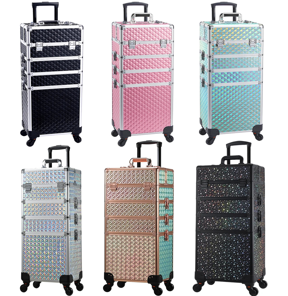 Aluminum Rolling Makeup Case 4-in-1 Water Resistant — Black | KIMLUD
